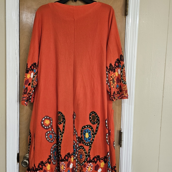 Orange Floral Open Front Cardigan - Picture 10 of 13